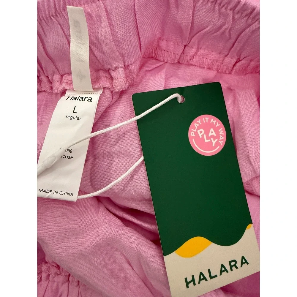 NWT Halara Light Pink Ruffle Split Front Maxi Skirt Elastic Waist Size Large - Picture 7 of 8